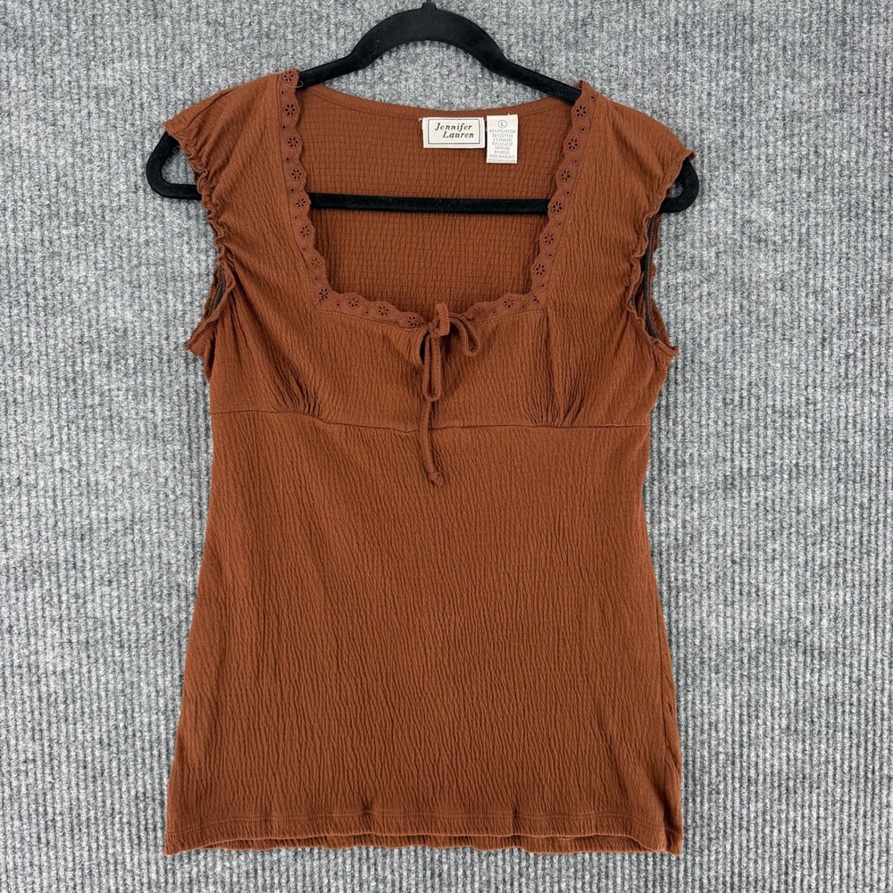 Vintage sweetheart eyelet trim cinched going out top womens Large fairy grunge
